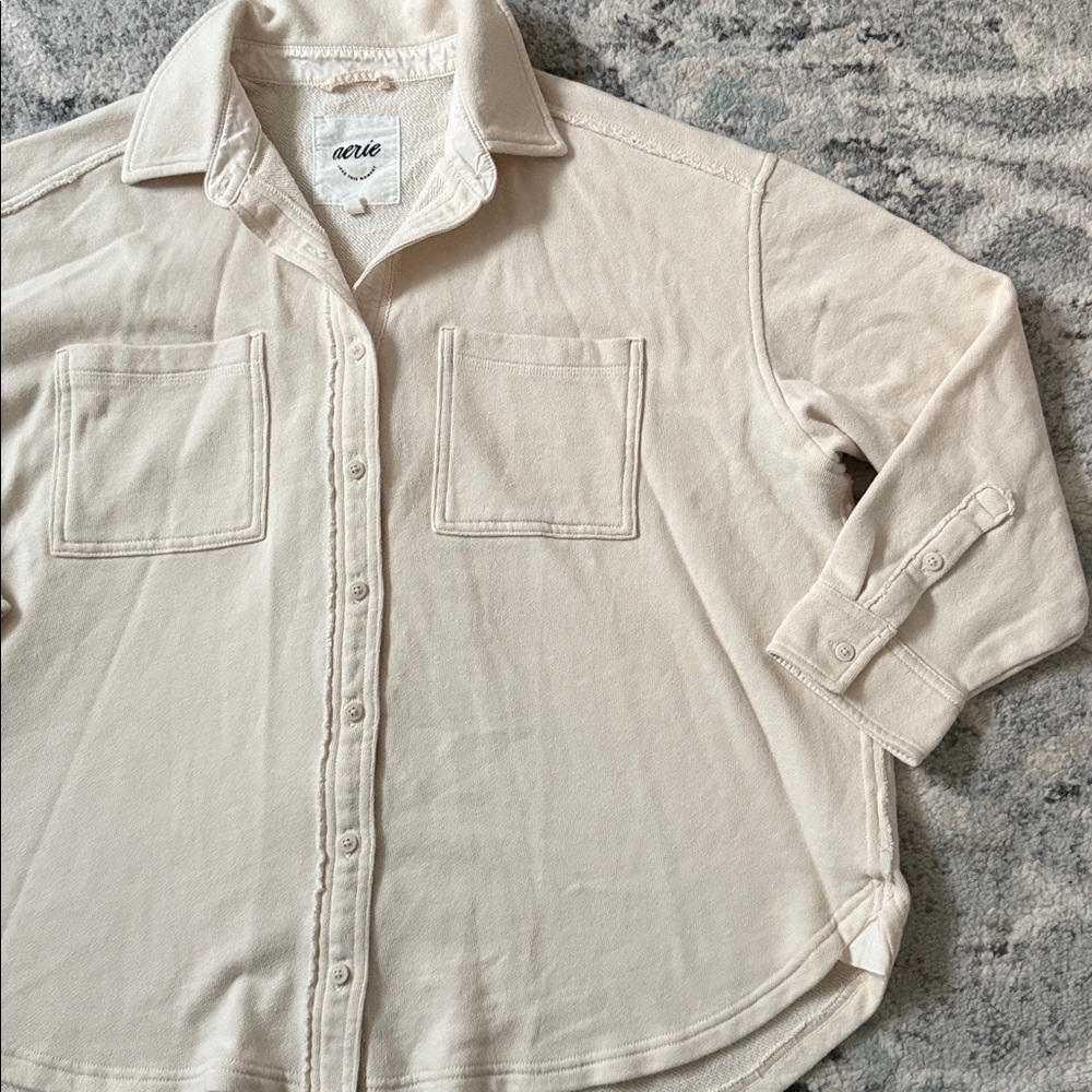 Aerie Cream Oversized Button Down - Picture 3 of 10